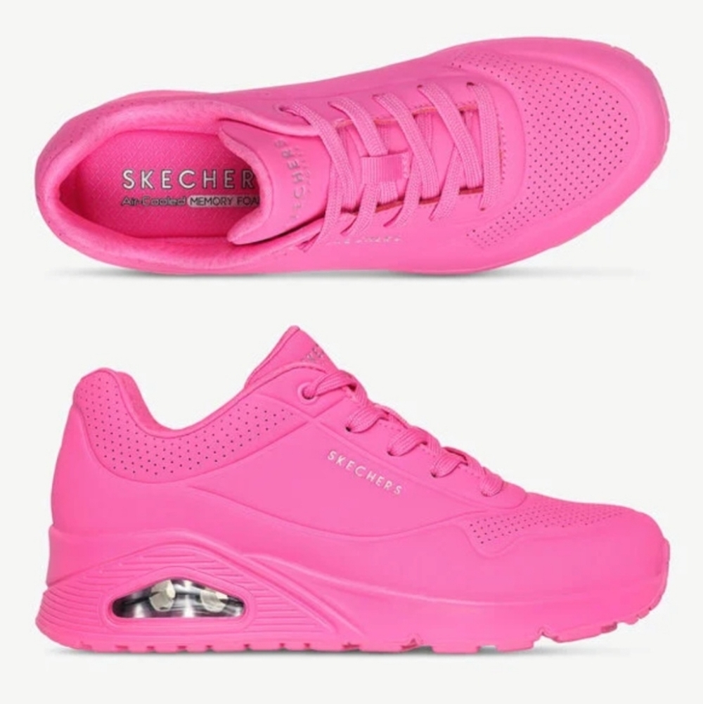 SKECHERS STREET AIR COOLED MEMORY FOAM KIDS SNEAKERS COLOR HOT PINK SIZE 13